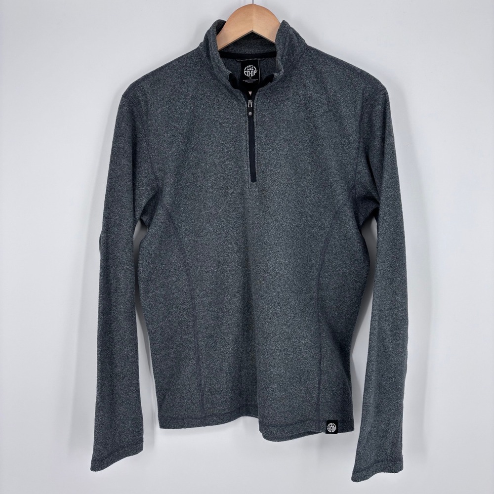 REI Co-op 1/4 Zip Fleece Pullover Mens S Gray Heather Outdoor Hiking Lightweight